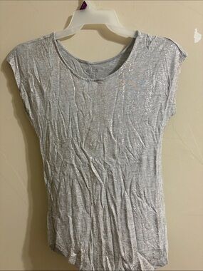 Apt 9Silver Metallic Cap-Sleeve Tee - Silver
